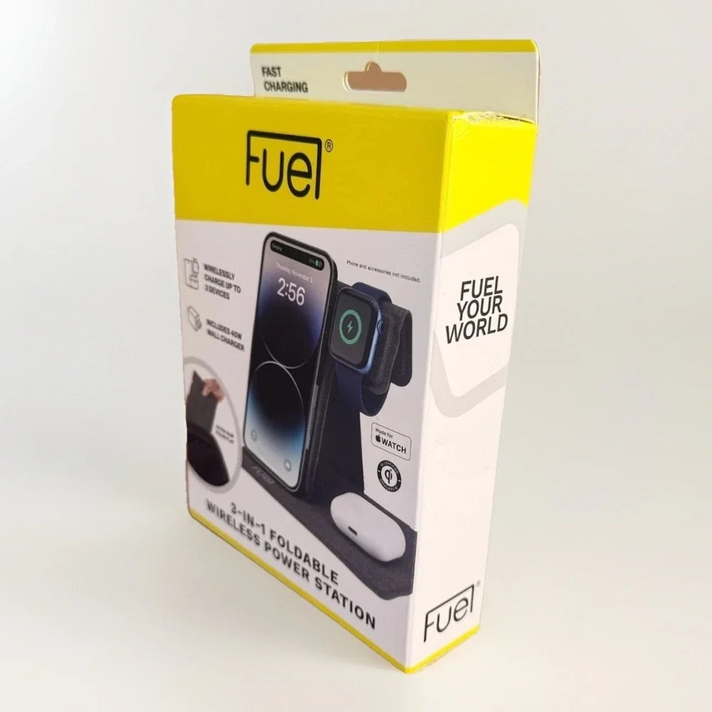 FUEL 3‎ in 1 Foldable Wireless Power Station with 45W Wall Charger - White